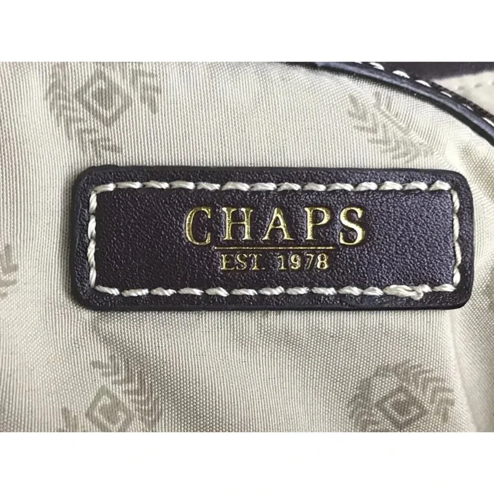 CHAPS Womens Beige‎ Brown Shoulder Strap Inner Pockets Magnetic Tote Bag